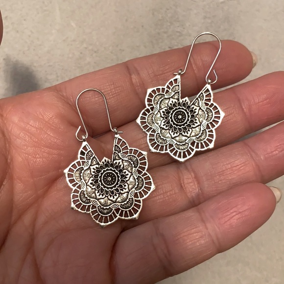 Lotus Mandala Earrings - Picture 2 of 5